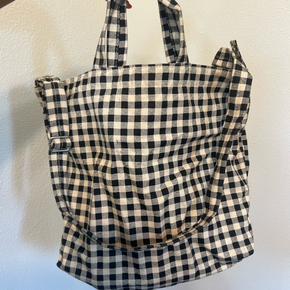 BAGGU Black and White Checkered Tote